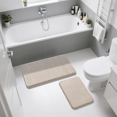 Memory Foam Bathroom Rugs Sets 2 Piece