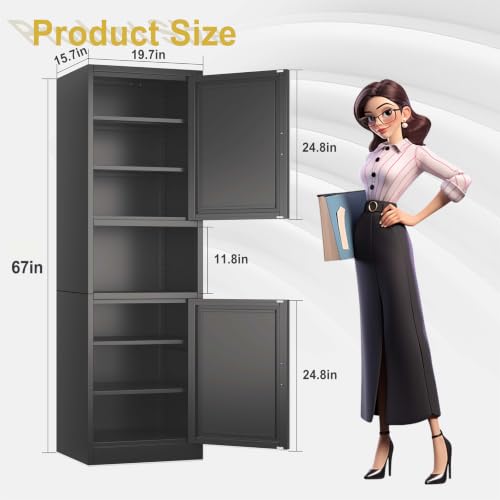 67" Tall Narrow Bathroom Storage Cabinet