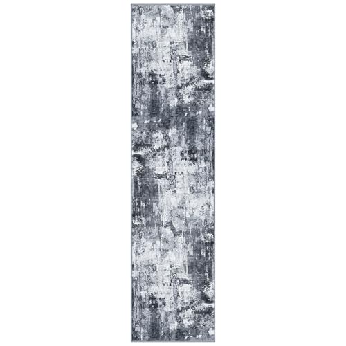 Modern Abstract Rug Runner for Hallway 2x8 Grey