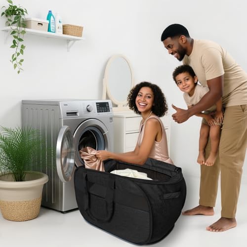 100L Extra Large Mesh Pop Up Laundry Hamper with Lid & Handles 2 Pack