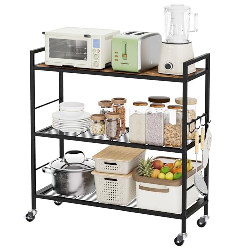 3 Tier Metal Storage Rack with Industrial Wheels