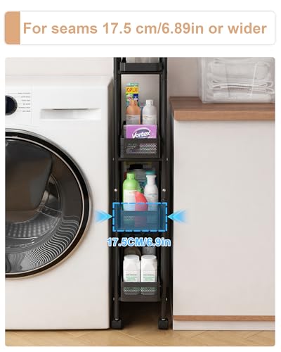 4 Tier Narrow Mobile Storage Cart with Pull