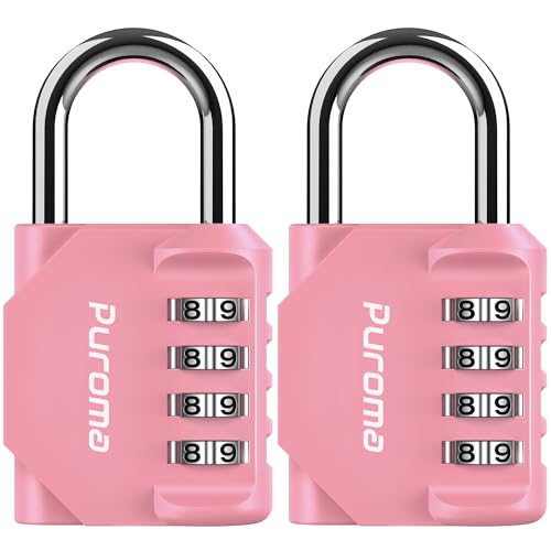 2 Pack Combination Lock Locker 4 Digits Combo Padlock Gym Rose Pink (2 Count)