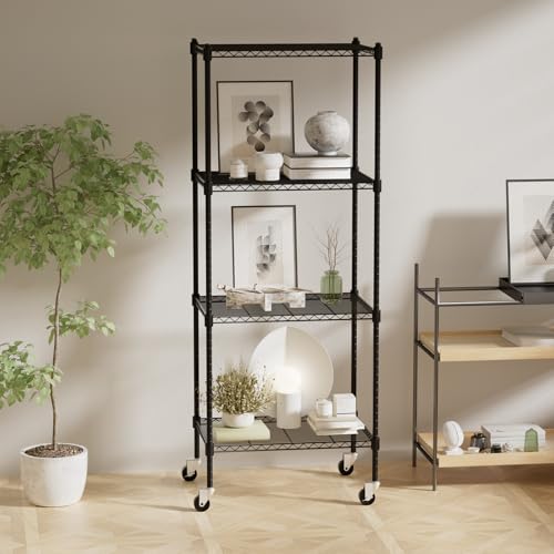4 Tier Storage Shelves with Wheels (4 Count)