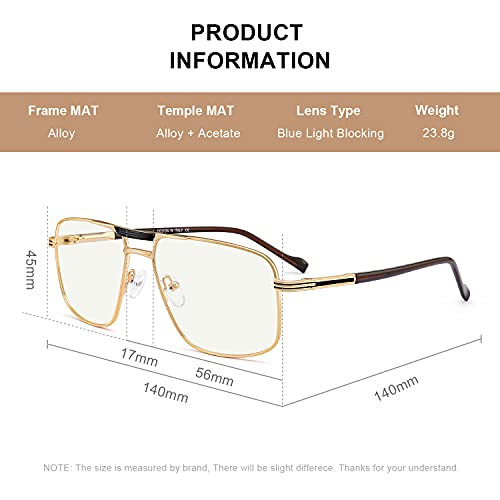 Blue Light Blocking Glasses for Men Square Double Bridge Hipster Metal Frame Men Eyeglasses He Young