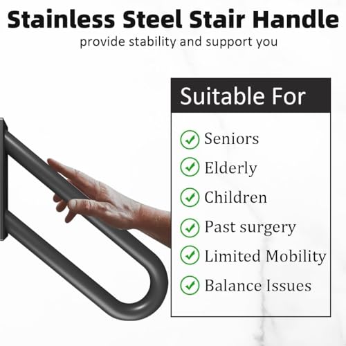Hand Rails for Outdoor Steps Stair Railing Indoor Rail Metal Heavy Duty Non (2 Count)