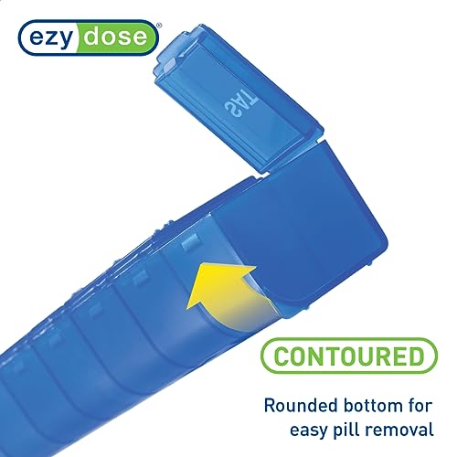 Weekly (7-Day) Pill Organizer, Large Medicine Planner, Blue