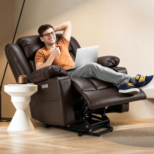 Power Lift Recliner Leather Chair Sofa with Massage & Heat