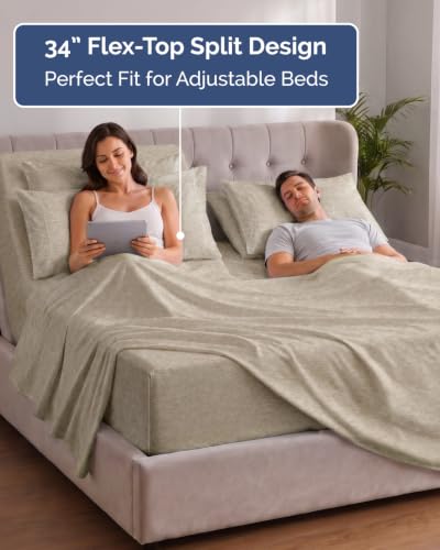 Extra Deep Flex Top Split Head King Sheet Set