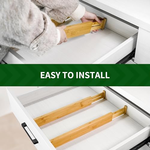 6 Pack Adjustable Bamboo Drawer Dividers (6 Count)