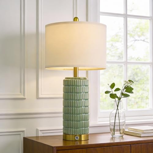 25'' Bedside Table Lamps Set of 2 for Living Room with USB A&C Ports