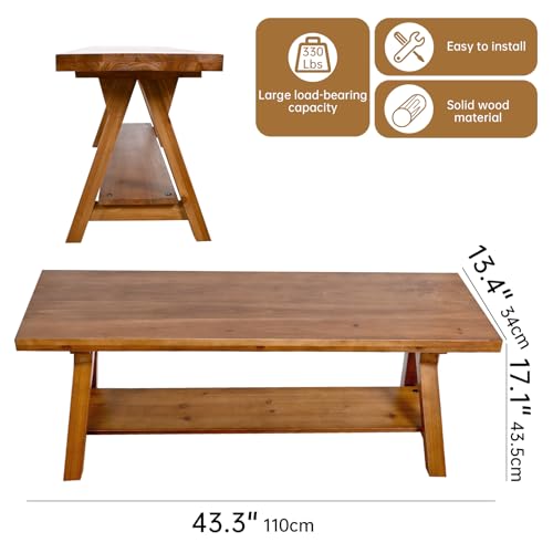 43 Inch Farmhouse Storage Bench