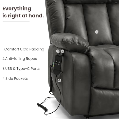 Dual Motor Infinite Position Lay Flat Power Lift Recliner Chair for Elderly
