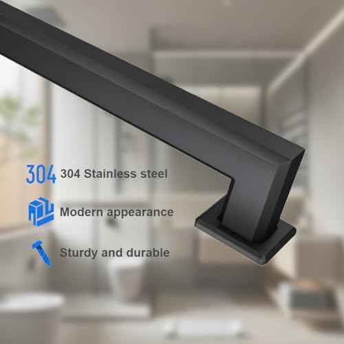 18 Inch Matte Black Grab Bar for Shower (2 Count)