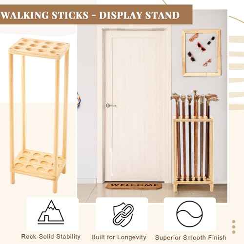 9 x 7 x 20 Walking Sticks Display Stand Wooden Cane Storage Rack Holder Room Home Equipment Storage Holder Organizer