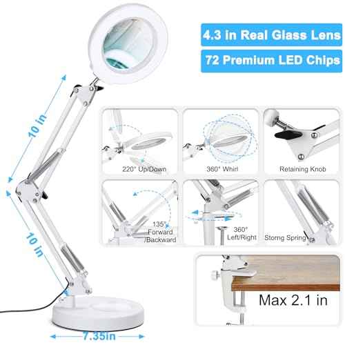12X Magnifying Glass with Light and Stand