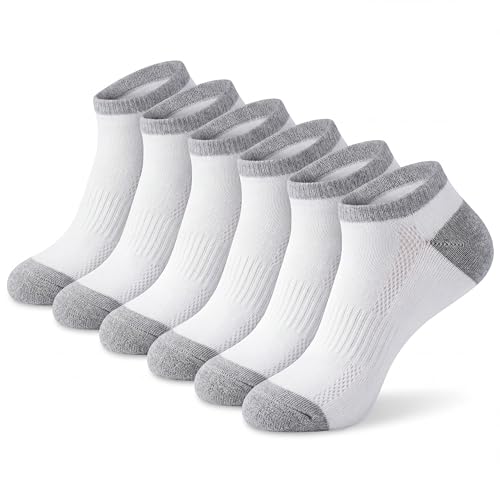 Women's 6 Pack Athletic Cushioned Comfort Running Pearl Grey Hiking Socks For Women for High (6 Count)