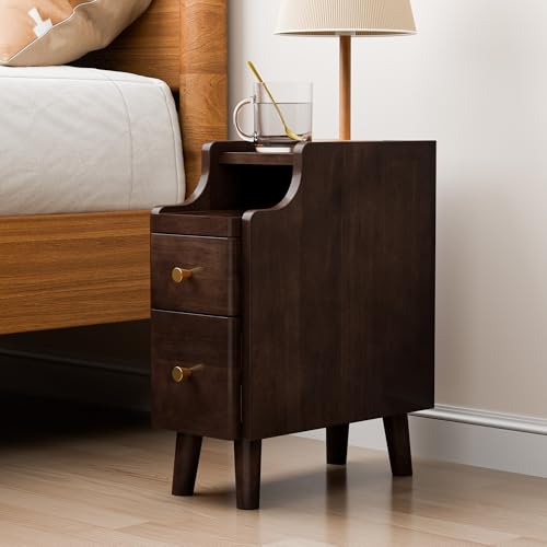 Narrow Nightstand with Drawers Set 2 (2 Count)