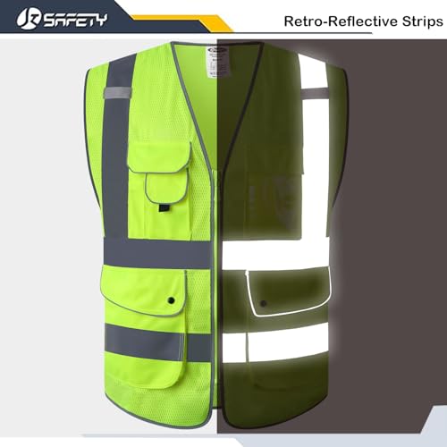 Safety Vest for Men Women Reflective Hi Vis JK159 Yellow 3XL