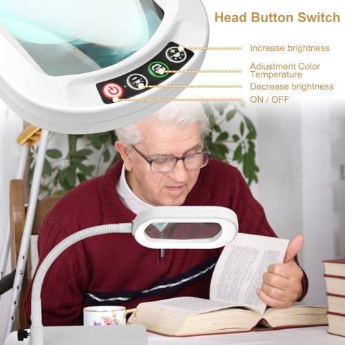 12X Rectangle Magnifying Glass with Light and Stand