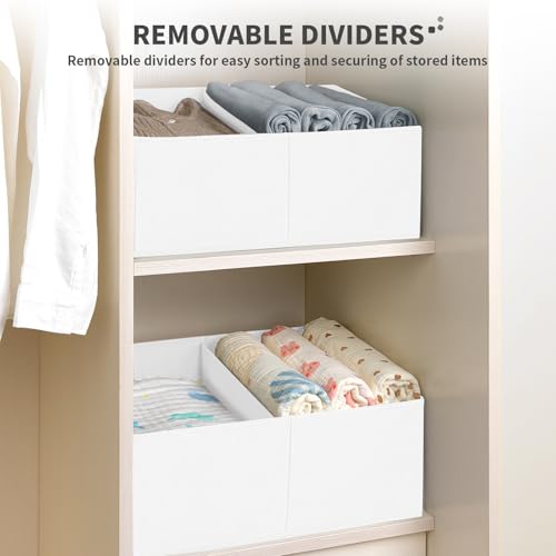 Large Closet Shelf Organizer Bins 8 Packs with Handles and Divider (8 Count)