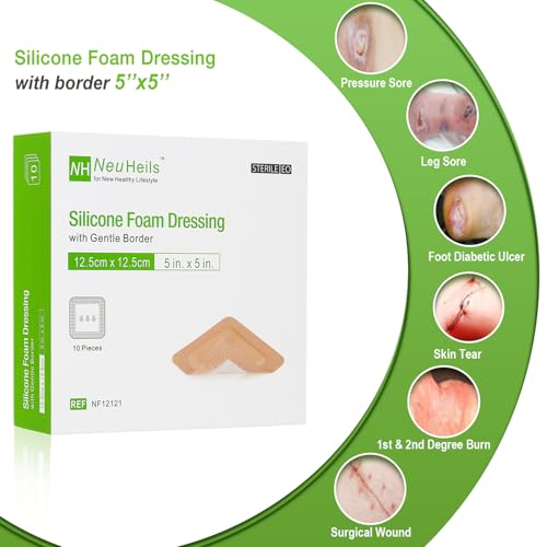 Silicone Foam Dressing with Border 5''x5'' (10 Count)