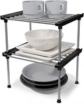 Set of 2 Stackable Cabinet Organizer Shelf 9.8 x 7.8 x 6.1 Black