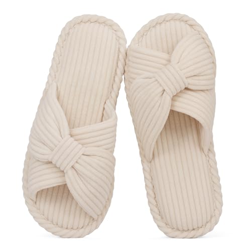 Summer House Slippers for Women Corduroy Open Toe Indoor Slippers