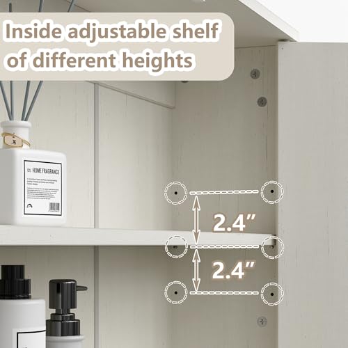 Fluted Over The Toilet Storage Cabinet 31''W Modern Above Toilet Storage Cabinet with Fluted Doors & Adjustable Shelf for Bathroom