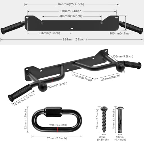 Wall Mount Pull Up Bar Heavy Duty Steel Joist Mount Chin Up Bar