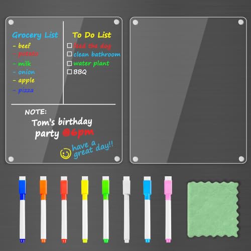 Acrylic Magnetic Whiteboard for Fridge (2 Count)