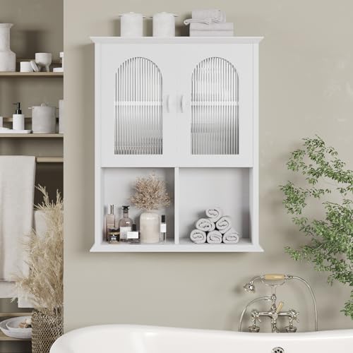 Bathroom Wall Cabinet with Fluted Door
