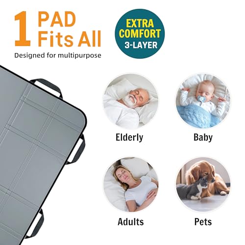 Upgraded 3 Layer Positioning Bed Pad with Handles