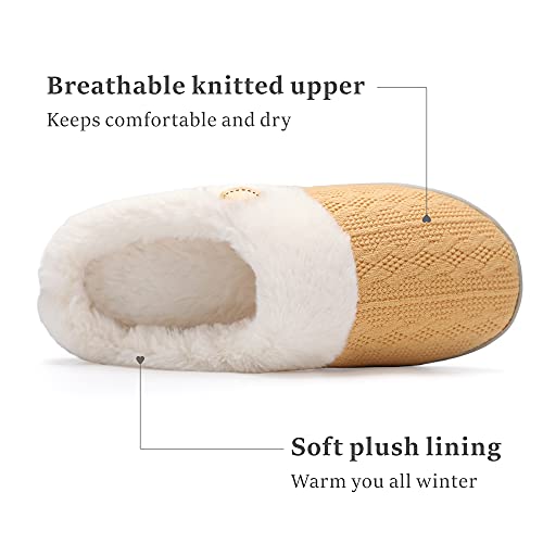 Womens Slipper Warm Comfy Memory Foam House Slippers Knitted Shoes Faux Fur Lined Anti