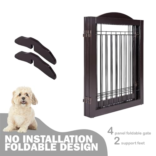 Freestanding Foldable Dog Gate Indoor with Door