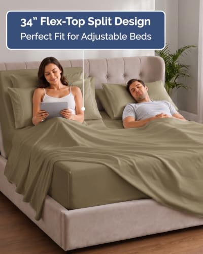 Extra Deep Flex Top Split Head King Sheet Set