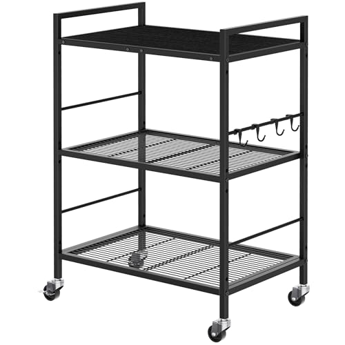 3 Tier Metal Storage Rack with Industrial Wheels