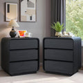 Black Curved Night Stand Set of 2 with Charging Station (2 Count)