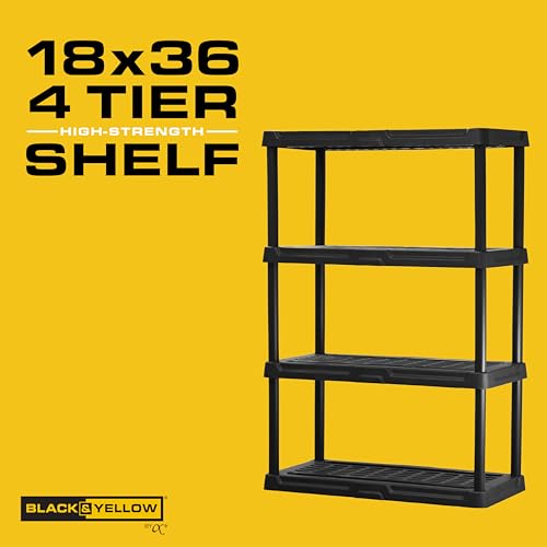 4 Tier Heavy Duty Plastic Storage Shelves for Garage (2 Count)