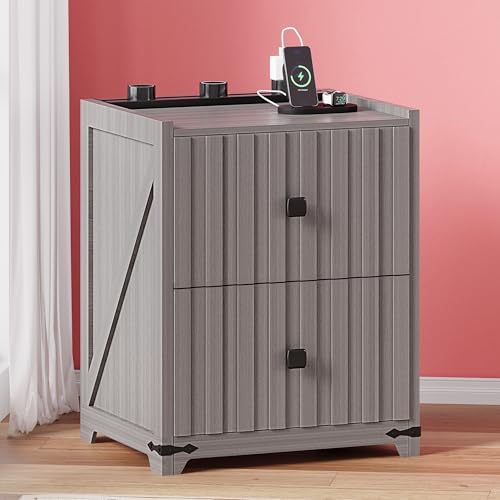 Night Stand with Slidable Charging Station
