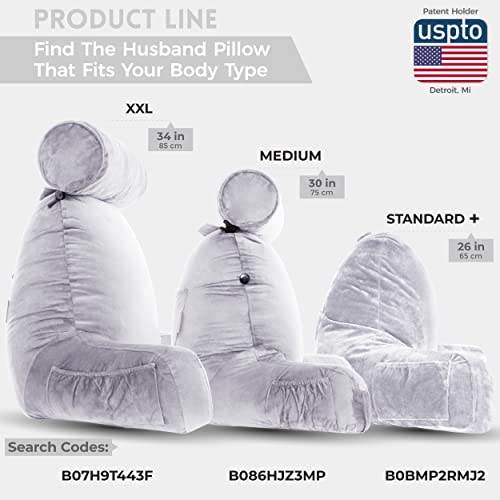 Light Grey Original Reading Pillow in Bed Rest Chair