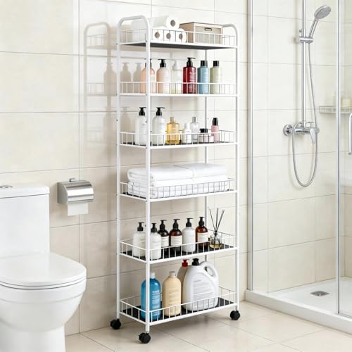 10in 6 Tier Slim Storage Cart with Wheels