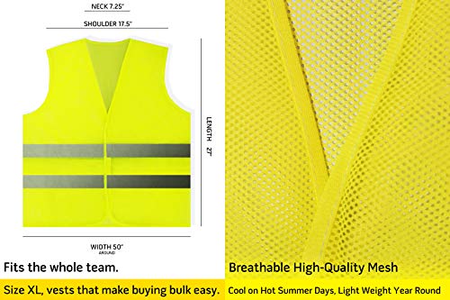 20 Pack Yellow Reflective High Visibility Safety Vest (20 Count)