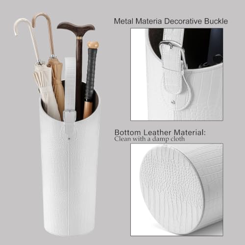 Artificial Leather White Umbrella Holder Stand Entryway Indoor