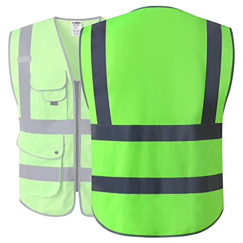 Safety Vest for Men Women Reflective Hi Vis JK150 Green 5XL