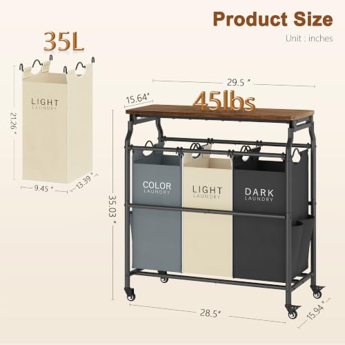 3 Section Laundry Sorter with Iorning Board