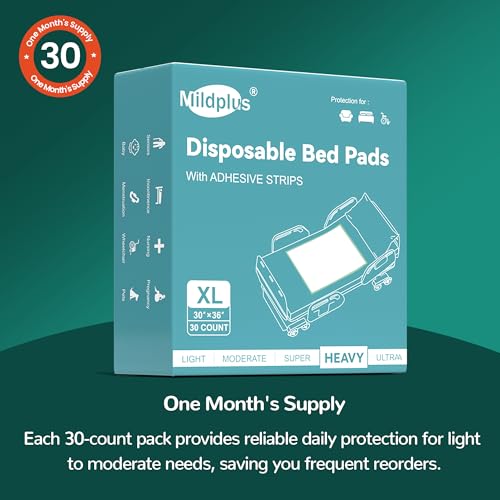 Disposable Bed Pads with Adhesive Strip 30" x 36" (30 Count)