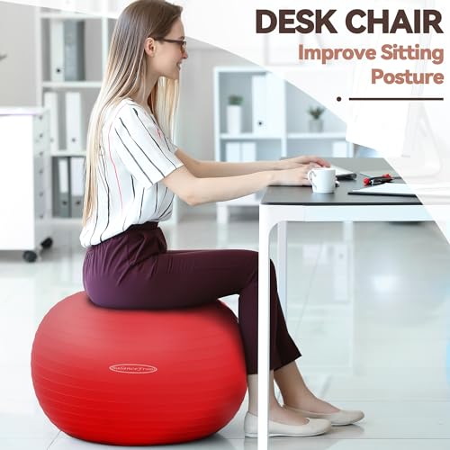 Anti Burst and Slip Resistant Exercise Ball Yoga Ball Fitness Ball Birthing Ball with Quick Pump