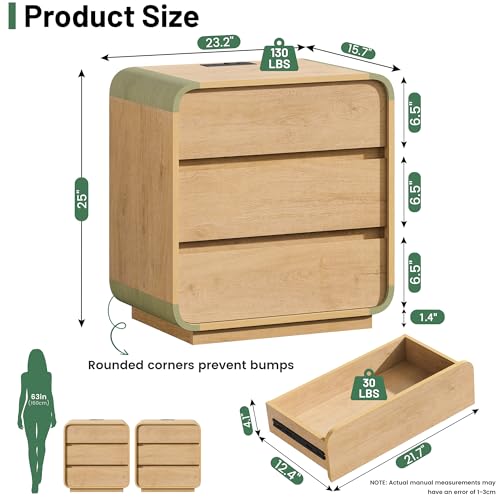 Natural Curved Nightstand Set of 2 (2 Count)