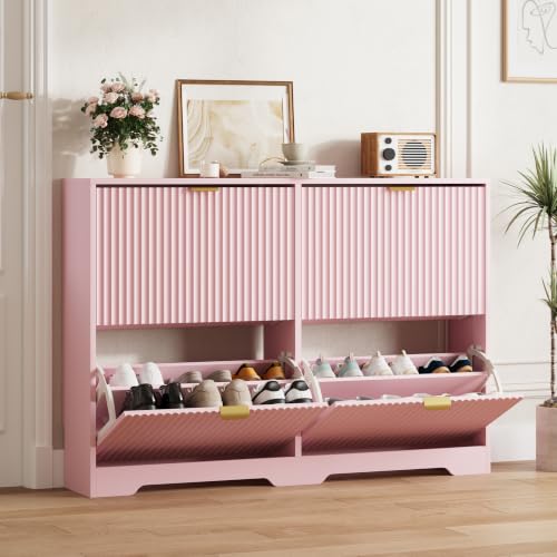 Shoe Cabinet Storage for Entryway with 4 Flip Drawer